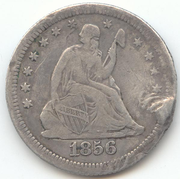 1856-S/S Seated Liberty Quarter, Rare S Mint, F-VF Details, Large S over Small S