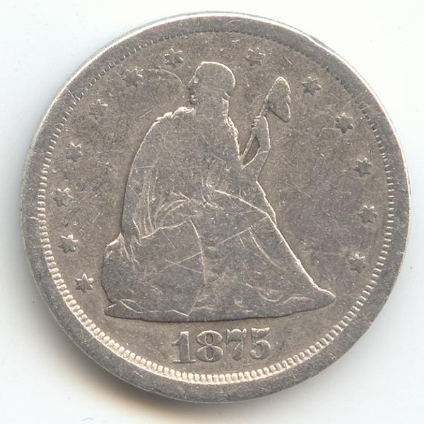 1875-S Twenty Cents, 20c, AG Details