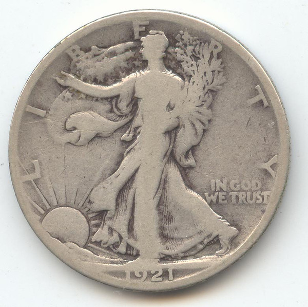 1921-S Walking Liberty Half Dollar, Scarce Date, Good