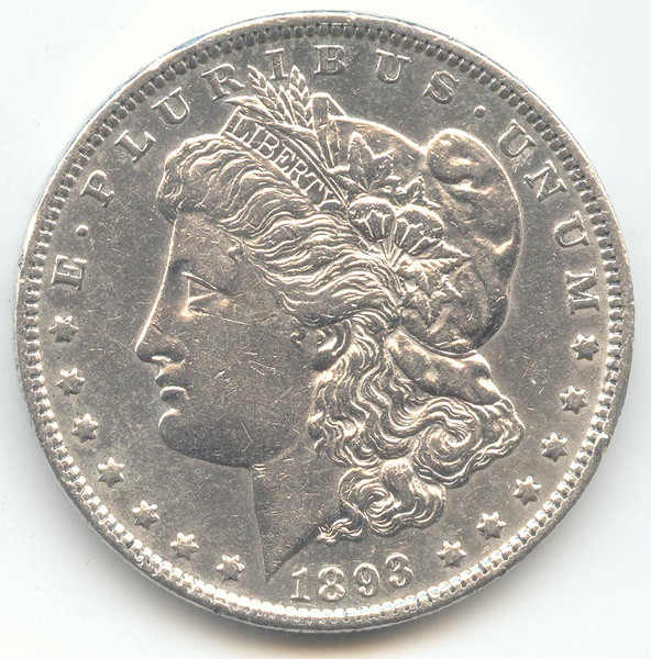 1893 Morgan Silver Dollar, AU Details, Scarce P Mint