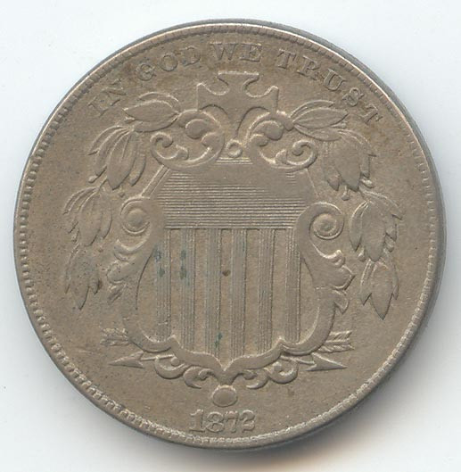 1872 Shield Nickel,XF