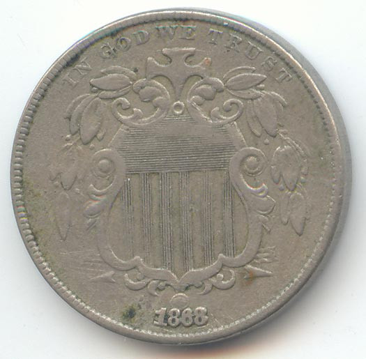 1868 Shield Nickel, XF