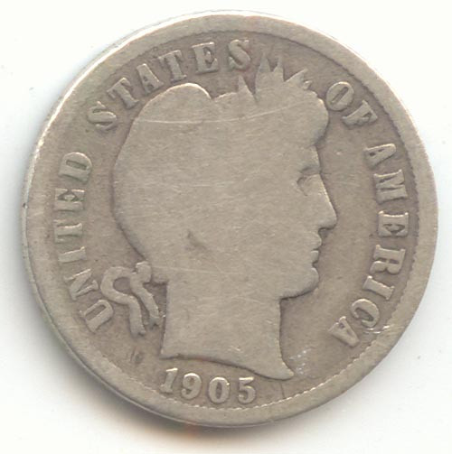 1905-O Micro O Barber Dime, Good