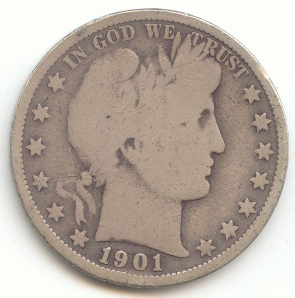1901-S Barber Half Dollar, VG,Scarce S Mint