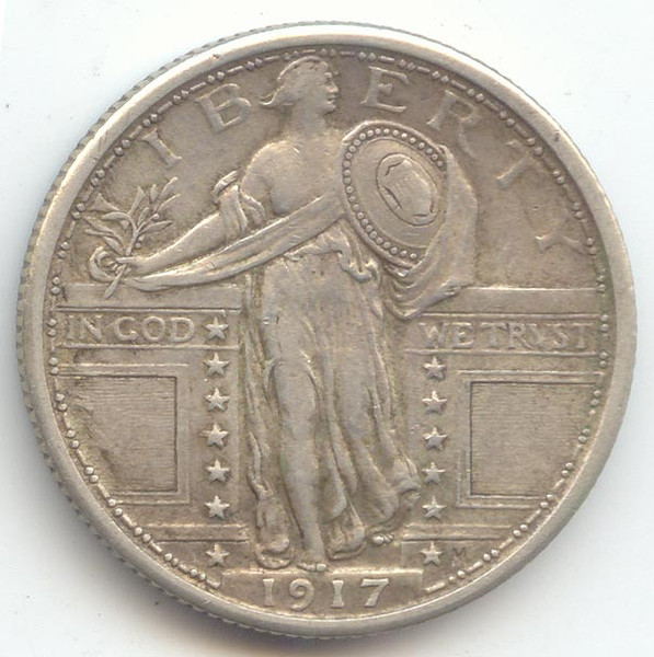 1917 Type 1 Standing Liberty Quarter, Lustrous and Original XF-AU