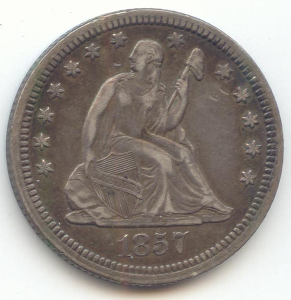 1857 Seated Liberty Quarter, Original XF
