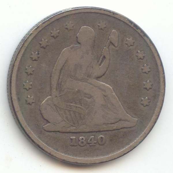 1840-O No Drapery Seated Liberty Quarter, Fine