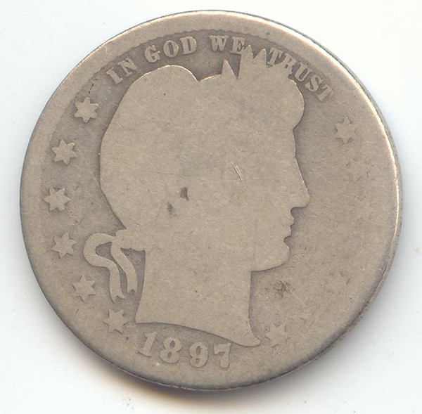1897-S Barber Quarter,Scarce S Mint, AG