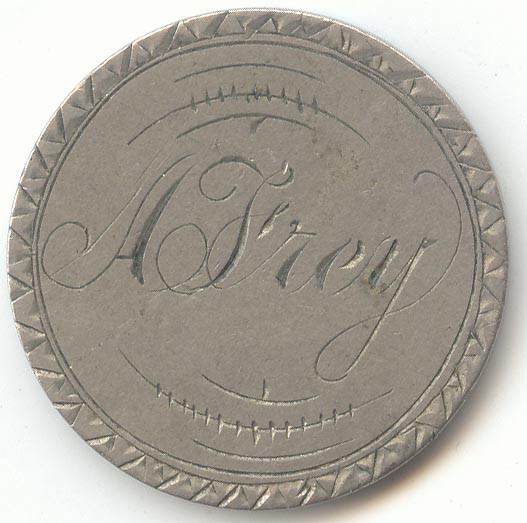 1884 Liberty V Nickel, Love Token, Name A. Frey, High Grade