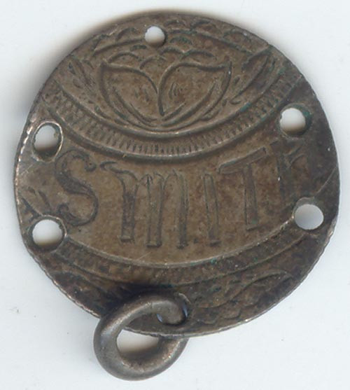 Canada Victoria Five Cent Silver Love Token, Name SMITH, Flower