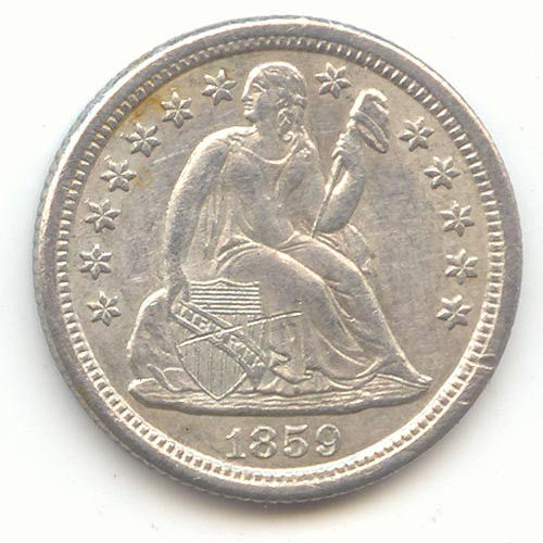 1859-O Seated Liberty Dime, AU-Unc Details