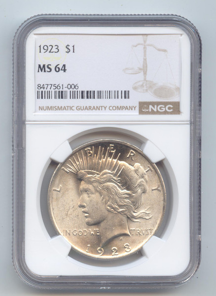 1923 Peace Dollar, NGC MS-64