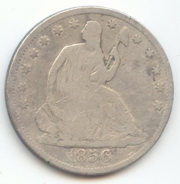 1856-S Seated Liberty Half Dollar, VG Details, Scarce S Mint