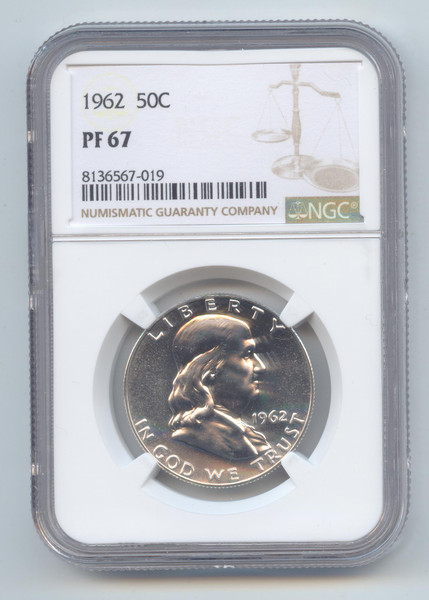 1962 Proof Franklin Half Dollar, NGC PF-67, Blast White