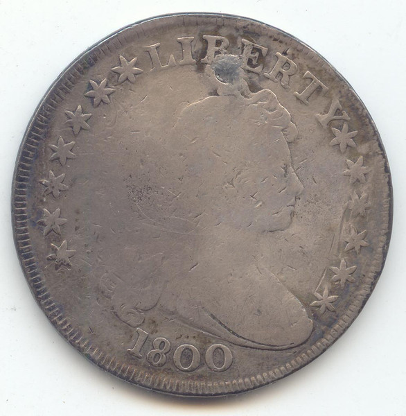 1800 Draped Bust Dollar, G-VG Details, Holed and Plugged