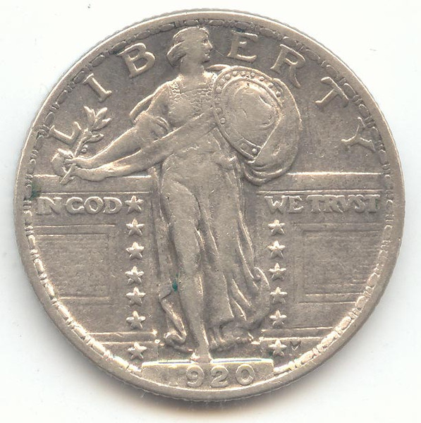 1920 Standing Liberty Quarter, Lustrous XF