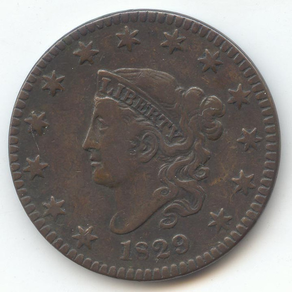 1829 Coronet Head Large Cent, Original VF
