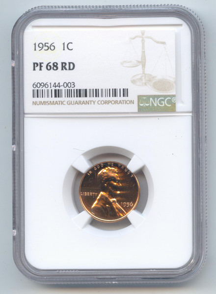 1956 Proof Lincoln Wheat Cent, NGC PF-68 RD, Full Red