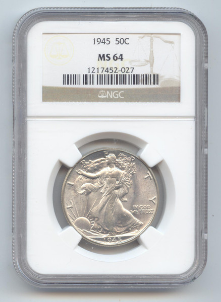 1945 Walking Liberty Half Dollar NGC MS-64