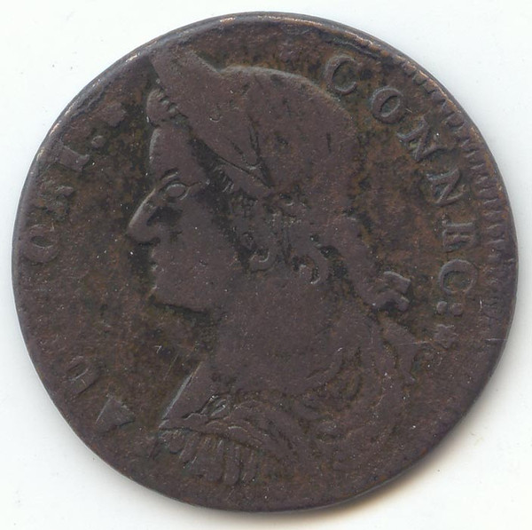1787 Connecticut Colonial Cent, F-VF Details, Draped Bust Left