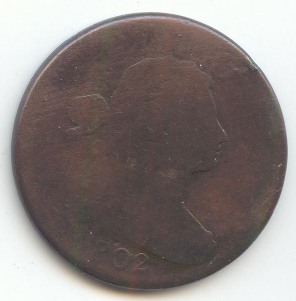 1802 Draped Bust Large Cent, AG Details, Clear Date, S/S in STATE(S)