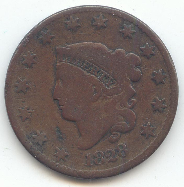 1828 Large Date Coronet Head Large Cent, Good