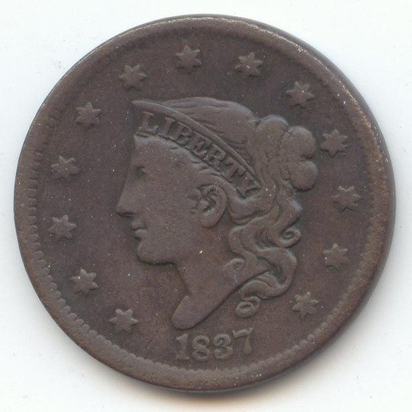 1837 Coronet Head Large Cent, Fine