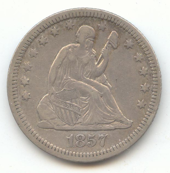1857 Seated Liberty Quarter, XF Details