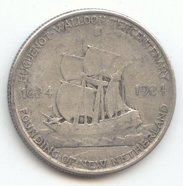 1924 Huguenot Walloon Tercentenary Commemorative Half Dollar, VF