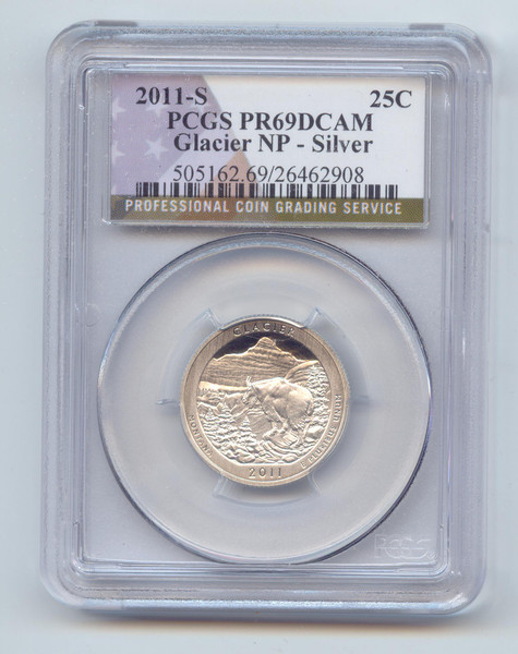2011-S Silver Proof Glacier NP Quarter, Montana, PCGS PR-69 DCAM