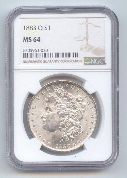 1883-O Morgan Silver Dollar, NGC MS-64, Blast White