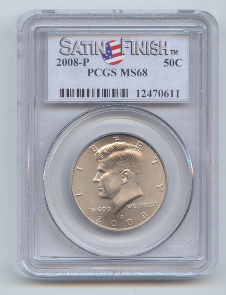 2008-P Satin Finish JFK Half Dollar, John F. Kennedy, PCGS MS-68