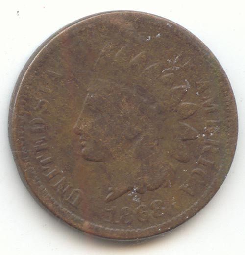1868 Indian Head Cent, Decent Good