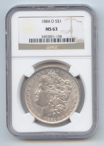 1884-O Morgan Silver Dollar, NGC MS-63