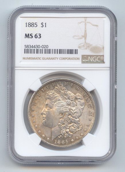 1885 Morgan Silver Dollar, NGC MS-63