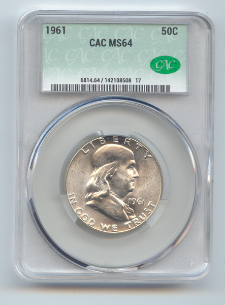 1961 Franklin Half Dollar, CAC MS-64