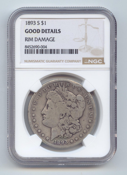 1893-S Morgan Silver Dollar, Key Date, NGC Good Details