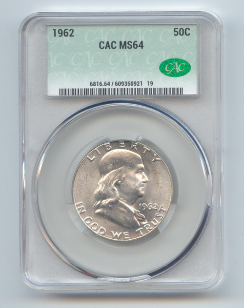 1962 Franklin Half Dollar, CAC MS-64