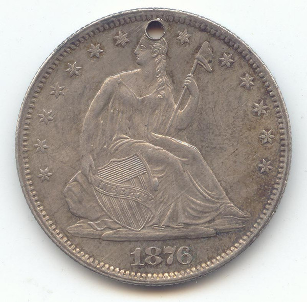 1876-S Seated Liberty Half Dollar, Sharp and Original AU-Unc, Hole