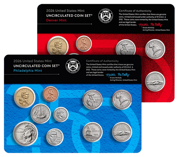 2026 Semiquincentennial Uncirculated Coin Set, P & D, US Mint Set