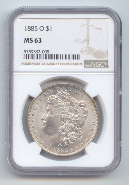 1885-O Morgan Silver Dollar, NGC MS-63
