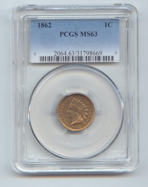 1862 Indian Head Cent, PCGS MS-63