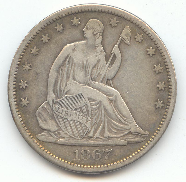 1867-S Seated Liberty Half Dollar, Nice XF