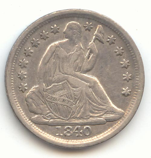 1840-O No Drapery Seated Liberty Half Dime, XF