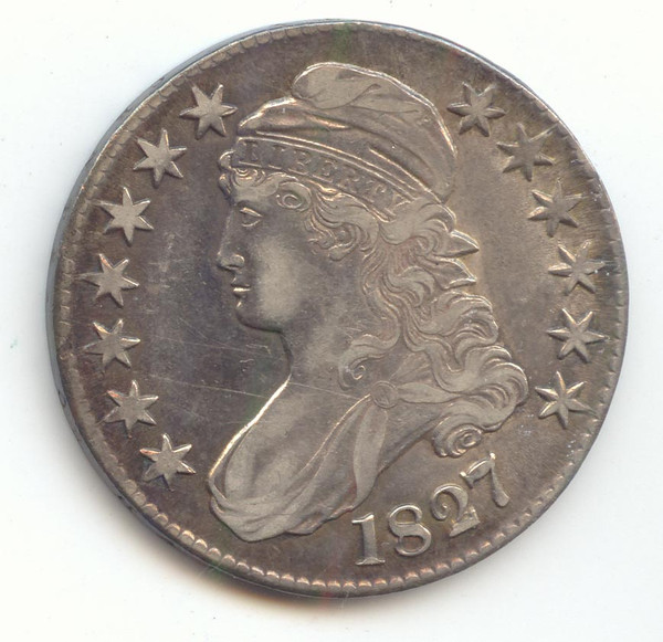 1827 Capped Bust Half Dollar, Lustrous XF-AU Details