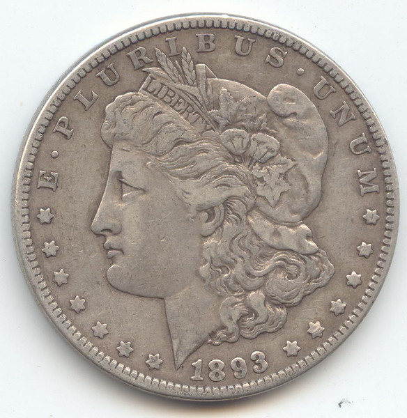 1893 Morgan Silver Dollar, Original VF-XF, Scarce Date