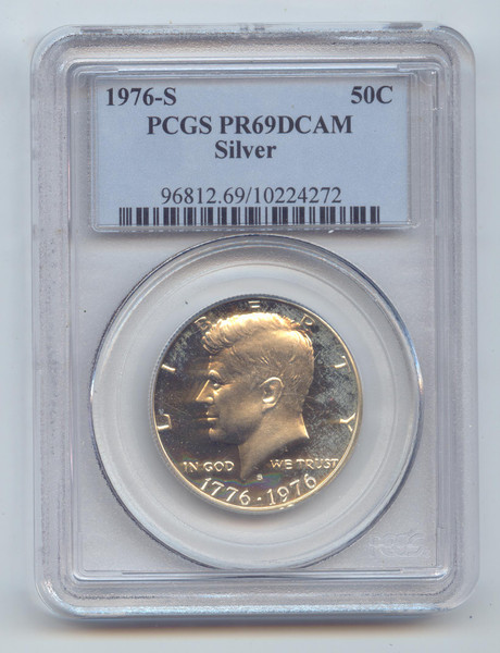 1976-S 40% Silver Bicentennial Proof JFK Half Dollar, Kennedy, PCGS PR-69 DCAM