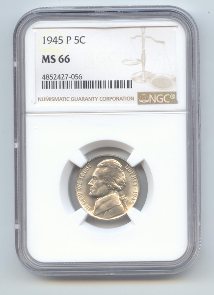 1945-P Silver War Time Jefferson Nickel, NGC MS-66