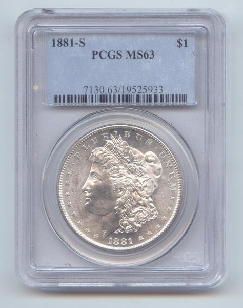 1881-S Morgan Silver Dollar, Blast White, PCGS MS-63