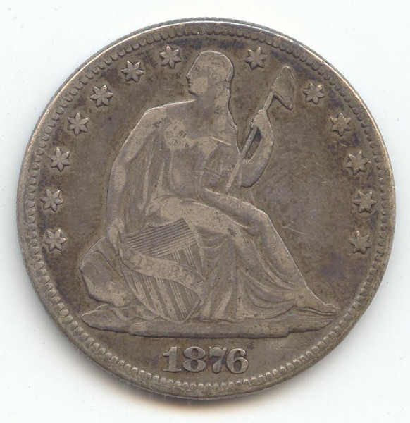 1876 Seated Liberty Half Dollar, Centennial Date, VF